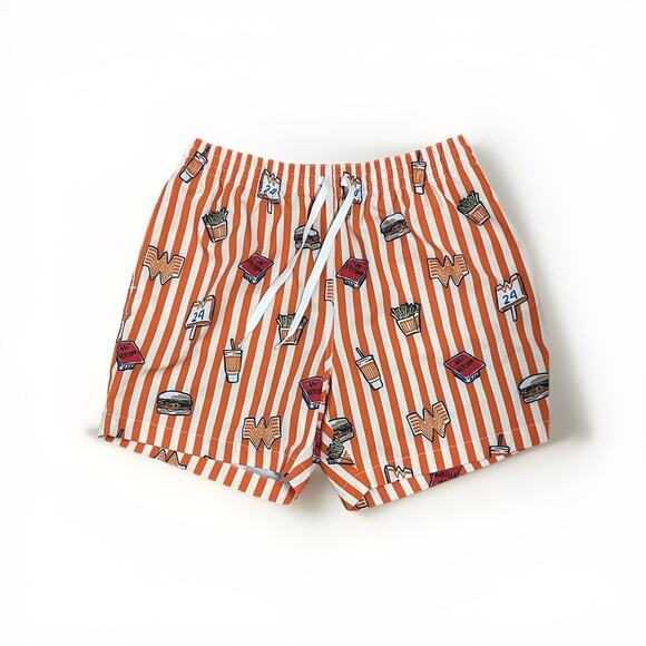 Whataburger Chubbies Mens Swim Trunks Shorts Pull On Stripe AOP Pockets 5.5" - Picture 1 of 6